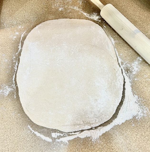 rolled out dough for bread